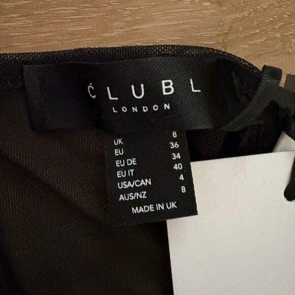 Club L London KOAMI Black Mesh Long-Sleeve Ruched Maxi Dress High Split 4 - Picture 3 of 13